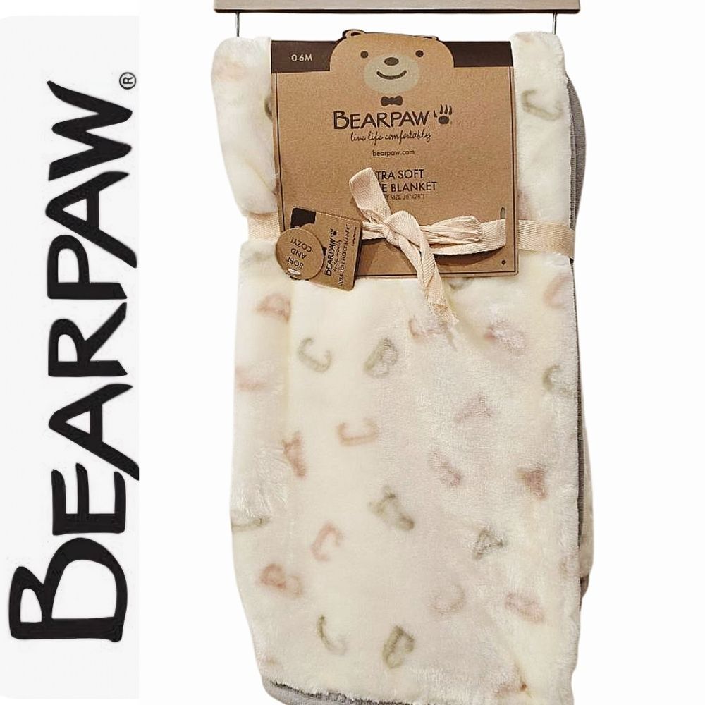 BearPaw ABC's Plush Throw Blanket- Grey